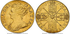 Anne gold Guinea 1707 AU Details (Removed From Jewelry) NGC, cf. KM528.1 (without elephant below bust), S-3570, Farey-0500 (VR). Post-Union Reverse. F...