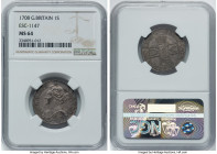 Anne Shilling 1708 MS64 NGC, KM517.7, ESC-1147. A charming piece with muted luster and shimmering smooth fields, covered by gray patina. HID0980124201...