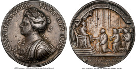 Anne silver "Queen Anne's Bounty" Medal 1704 XF45 NGC, Eimer-404, MI-251-43. 44mm. By John Croker. ANNA D G MAG BRI FR ET HIB REG Laureate and draped ...