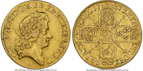 George I gold Guinea 1727 XF45 NGC, KM559.1, S-3633, Farey-0710 (Extremely Rare). Last date of issue. Exhibiting uniform wear to the raised motifs, an...
