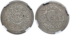 CINA. Tibet Ga Den Tangka. ND (1907-1925). AG. Type F. KM -F.13.1. In slab NGC 5790230-005 AU58.