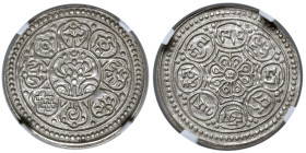 CINA. Tibet Ga Den Tangka. ND (1907-1925). AG. Type F. KM -F.13.2. Cerchio di loto da 11 mm. In slab NGC 5790230-003 UNC DETAILS CLEANED.
