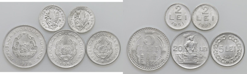 ROMANIA. Repubblica Popolare (1947-65). 20 Lei 1951; 5 Lei 1948; 2 Lei 1951 (x2)...