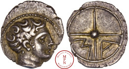 Massalia (Marseille), Obole, Groupe II, 410-300 avant J.-C., Av. Tête juvénile à droite, Rv. Roue dans laquelle on peut lire M et A, Argent, SUP, 0.67...