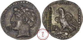 Cilicie, Obole, Vers 330 avant J.-C., Av. Tête d'homme à gauche, coiffé d'une couronne de blé, Rv. Aigle à gauche, sur un lion allongé, Argent, SUP, 0...