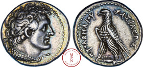 Egypte, Royaume Lagide, Ptolémée VI Philométor (180-145 avant J.-C.,) Tétradrachme, Alexandrie, Av. Tête diadémée à droite, l'Aegis sur l'épaule, Rv. ...