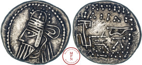 Royaume Parthes, Osroes II (190-208), Drachme, Ecbatana, Av. Tête couronnée à gauche, Rv. Archer assis sur un trône à droite, tenant un arc, Argent, T...