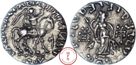 Royaume Indo-Scythe, Azes Ier (35 avant J.-C. - 5 après J.-C.,), Drachme, Av. Le Roi sur un cheval à droite, Rv. Athéna debout à droite, armée de son ...