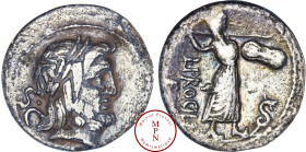 Procilia, L. Procilius, Denier, 80 avant J.-C., Rome, Av. Tête laurée de Jupîter à droite, SC derrière la tête, Rv. L. PROCILI. F., Junon Sospita à dr...