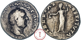 Vitellius (69), Denier, Rome, Av. VITELLIVS GERM IMP AVG TR P, Tête laurée à droite, Rv. LIBERTAS RESTITVTA, La Liberté debout de face, tenant un bonn...