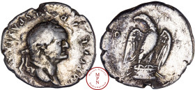 Vespasien (69-79), Denier, 76, Rome, Av. IMP CAESAR VESPASIANVS AVG, Tête laurée à droite, Rv. COS VII, Aigle tête à gauche sur un autel, Argent, TB+,...