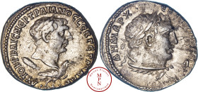 Trajan (98-117), Céleucie et Pierie, Antioche, Tétradrachme, 110 Av. •ΑΥΤΟΚΡ ΚΑΙϹ ΝЄΡ ΤΡΑΙΑΝΟϹ ϹЄΒ ΓЄΡΜ ΔΑΚ•, Tête laurée à droite, un aigle sous la t...