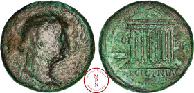 Hadrien (117-138), Bythinie, Bronze, Sesterce, Koinon de Bythinie, Av. ΑΥΤ ΚΑΙC ΤΡΑΙ ΑΔΡΙΑΝΟC CΕΒA, Buste lauré à droite, Rv. KOINON / BЄΙΘΥΝΙΑC, Temp...