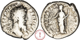 Pertinax (193), Denier, 193, Rome, Av. IMP CAES P HELV PERTIN AVG, Tête laurée à droite, Rv. LAETITIA TEMPOR COS II, La Joie debout à gauche, tenant u...