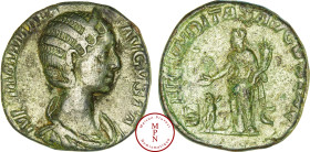 Julia Mamae (235), Sesterce, Rome, Av. IVLIA MAMAEA AVGVSTA, Buste diadémé et drapé à droite, Rv. FECVNDITAS AVGVSTAE, La Fécondité debout à gauche, t...