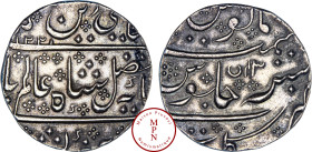 Inde, Territoire Français de Pondichéry, Monnayage local, Shah Alam II (1175-1221H – 1759-1806), Roupie d'Arcate, 1221/43, Pondichéry, Argent, SUP, 11...