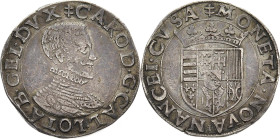 FRANKREICH LOTHRINGEN
Karl II., 1545 - 1608. Teston o.J. (nach 1563) Mzz. F (Jean Ferry). DS 21/4; Flon 645/87. 8.89 g. Min. berieben, sehr schön