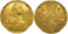 RUSSLAND GROSSFUERSTENTUM / KAISERREICH
Katharina II., 1762 - 1796. 10 Rubel 1767, St. Petersburg. Gold. In US-Plastikholder der NGC mit der Bewertun...