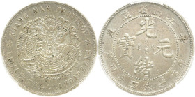 CHINA PROVINZ KIANGNAN
 20 Cents (1901). In US Plastikholder der PCGS mit der Bewertung Genuine Cleaned-AU Detail (619787.92/47004437). L&M 238; Y. 1...