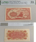 CHINA PAPIERGELD
 100 Yuan 1949. Pick 831b; Block 068; S/N 54008122. PMG: 55 About Uncirculated