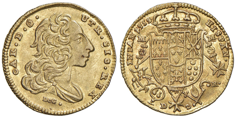 NAPOLI Carlo di Borbone (1734-1759) 2 Ducati 1753 con INFAN al R/ - Nomisma 230 ...
