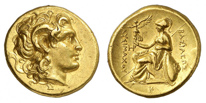 Royaume de Thrace
Lysimaque 323-281 av. J.-C.
Statère d'or 297-281, Alexandria...
