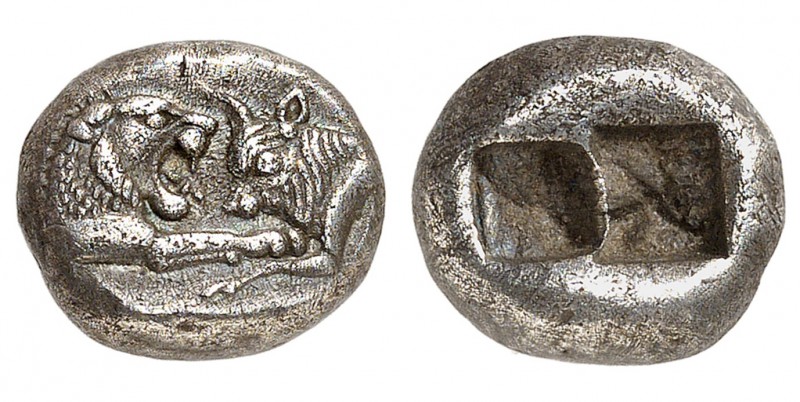 Royaume de Lydie
Crésus 561-546 av. J.-C. 
Tiers de statère, Sardes. Protomés ...