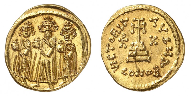 Héraclius 610-641.
Solidus 641. Héraclius, Héraclius Constantin et Héraclonas, ...