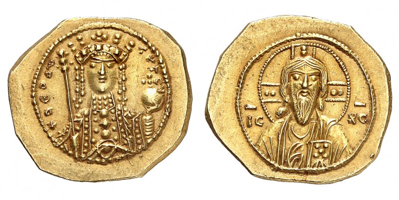 Théodora 1055-1056.
Tetarteron 1055-1056. Buste du Christ nimbé de face, vêtu d...