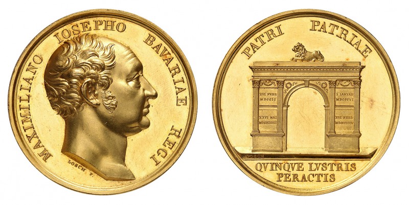 Bavière
Maximilien-Joseph I, 1806-1825. 
Médaille en or frappée à l'occasion d...