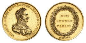 Hesse
Guillaume II, 1821-1847. 
Médaille de récompense commerciale en or, décernée à monsieur GEORGES WEISS. Buste en uniforme à droite / Inscriptio...