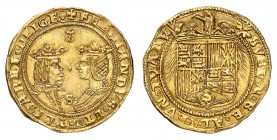 Royaume d'Espagne
Ferdinand V et Isabelle, dits les Rois Catholiques, 1469-1504. 
Double Excelente non daté, Séville. Bustes affrontés de Ferdinand ...