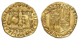 Royaume d'Espagne
Ferdinand V et Isabelle, dits les Rois Catholiques, 1479-1504. 
Ducat non daté, Valence. Bustes affrontés de Ferdinand et d'Isabel...