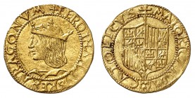 Royaume d'Espagne
Ferdinand II (Ferdinand V d'Espagne), 1504-1516. 
Ducat non daté, Majorque. Buste couronné à gauche / Ecu surmonté d'une croix. 3,...