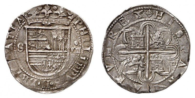 Royaume d'Espagne
Philippe II, 1556-1598. 
8 Reales non daté, Séville. Armoiri...