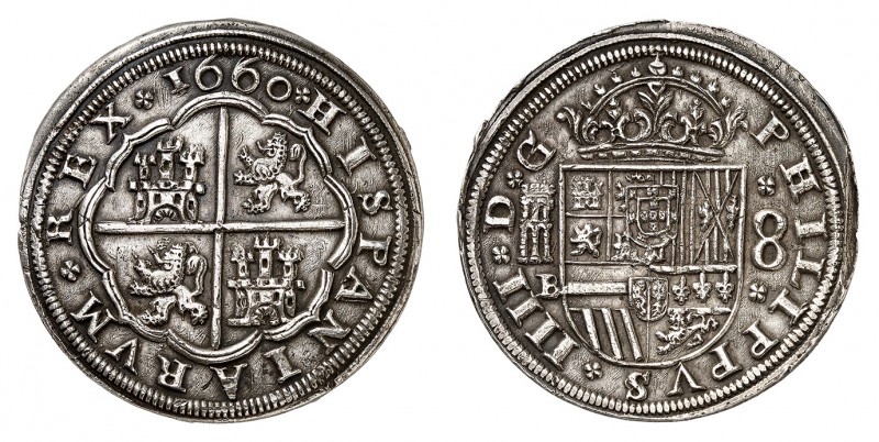 Royaume d'Espagne
Philippe IV, 1621-1665. 
8 Reales 1660 (sur 1659), Ségovie. ...