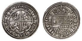 Royaume d'Espagne
Philippe IV, 1621-1665. 
8 Reales 1660 (sur 1659), Ségovie. Armoiries couronnées. Marque d'atelier dans le champ gauche. Valeur da...