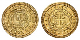 Royaume d'Espagne
Charles II, 1665-1700. 
8 Escudos 1687 (sur 1683), Ségovie. Armoiries couronnées entourées du collier de l'ordre de la Toison d'or...