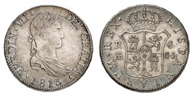 Royaume d'Espagne
Ferdinand VII, 1808-1833. 
8 Reales 1815 M-GJ, Madrid. Buste lauré et drapé à droite. Date au-dessous / Ecu couronné coupant la va...