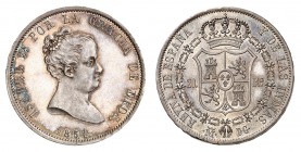 Royaume d'Espagne
Isabelle II, 1833-1868. 
20 Reales 1834 M-DG, Madrid. Buste à droite. Date au-dessous / Armoiries couronnées. Valeur de part et d'...