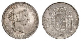 Royaume d'Espagne
Isabelle II, 1833-1868. 
20 Reales 1859, Madrid. ESSAI en ARGENT. Buste coiffé d'un diadème à droite. Date au-dessous / Ecu couron...
