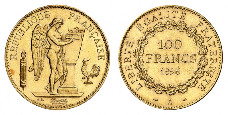 Epoque contemporaine 
Troisième République, 1871-1940. 
100 Francs 1896 A, Par...