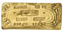 Indochine française 
Lingot d'or de 4 Luong non daté (première moitié du XXe siècle), Saïgon. Barre rectangulaire portant quatre poinçons aux angles,...