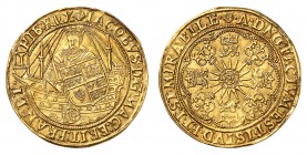 Jacques I, 1603-1625. 
Spur-Ryal non daté (1604-1619). Buste du roi en armure debout de face dans un vaisseau voguant à gauche. A la proue, un étenda...
