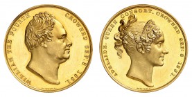 Guillaume IV, 1830-1837. 
Médaille en or commémorant le couronnement de Guillaume IV en 1831, par W. Wyon d'après F. Chantrey. Tête nue de Guillaume ...