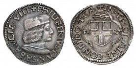 Savoie
Philibert II, 1497-1504. 
Teston non daté (1503-1504), Turin. Buste coiffé d'un béret à droite / Ecu de Savoie coupant la devise FE-RT. Au-de...