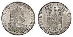 Savoie
Victor-Amédée II, 1680-1730. 
Lira 1718, Turin. Buste cuirassé à droite / Ecu couronné. Valeur à l'exergue. Tranche striée oblique. 6,14g. Bi...