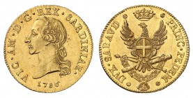 Piémont Sardaigne
Victor-Amédée III, 1773-1796. 
Demi-Carlin de 2,5 doppia 1786, Turin. Buste à gauche. Date au-dessous / Ecu de Savoie ovale sur un...