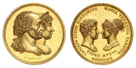 Piémont Sardaigne
Victor-Emmanuel I, 1814-1821. 
Médaille en or frappée à l'occasion du mariage de la fille de Victor-Emmanuel I, Marie-Thérèse, ave...