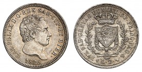 Piémont Sardaigne
Charles-Félix, 1821-1831.
2 Lire1825 L, Turin. Buste, tête nue, à droite. Date au-dessous / Ecu couronné et collier de l'ordre de ...